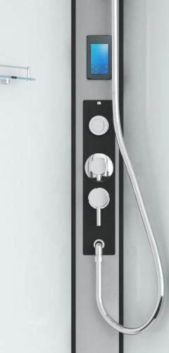 Kabina prysznicowa kwadratowa 90 x 90 x 215 cm profil czarny CL21B Sanotechnik panel