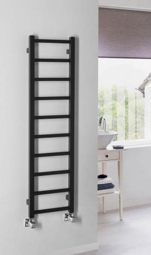 Grzejnik łazienkowy 300 x 1140 mm czarny mat 211 W METRO LIGHT IR444TB Sapho wizualizacja