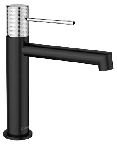 Bateria umywalkowa stojąca czarny mat/chrom SOLARIS WD002BC Sapho