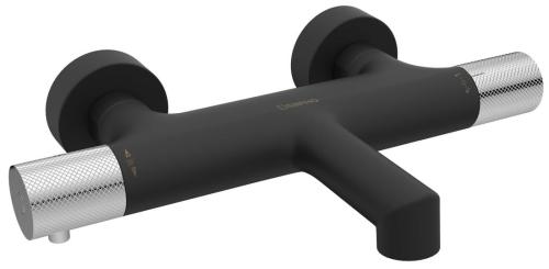 Bateria wannowa ścienna z termostatem czarny mat/chrom WD010BC Sapho