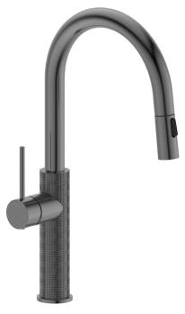 Bateria zlewozmywakowa stojąca z wysuwaną wylewką gun metal FLAWO FR576GM Sapho