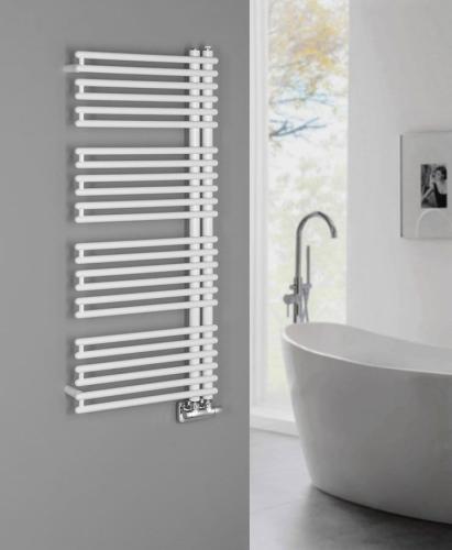 Grzejnik łazienkowy 496 x 1126 mm biały 529 W TUBINI DC300T Aqualine wizualizacja
