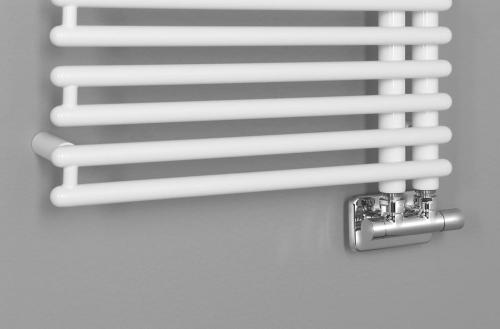 Grzejnik łazienkowy 496 x 1126 mm biały 529 W TUBINI DC300T Aqualine podłączenie