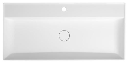 Umywalka kompozytowa z pokrywą odpływu 100 x 47cm TWIG biała TW100 Sapho  z góry