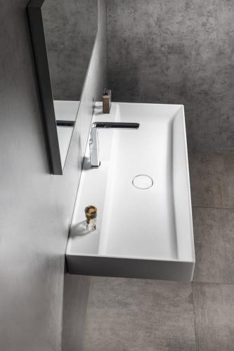 Umywalka kompozytowa z pokrywą odpływu 100 x 47cm TWIG biała TW100 Sapho  wizualizacja