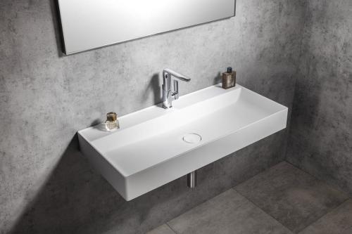 Umywalka kompozytowa z pokrywą odpływu 100 x 47cm TWIG biała TW100 Sapho  aranżacja