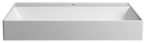 Umywalka kompozytowa z pokrywą odpływu 80 x 47cm TWIG biała TW080 Sapho bok