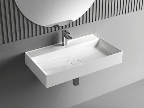 Umywalka kompozytowa z pokrywą odpływu 80 x 47cm TWIG biała TW080 Sapho wizualizacja