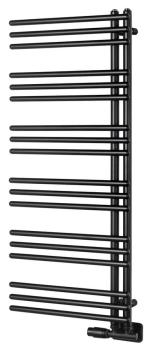 Grzejnik łazienkowy 450 x 1140 mm czarny mat 379 W POSEIDON PS411B Aqualine montaż uniwersalny