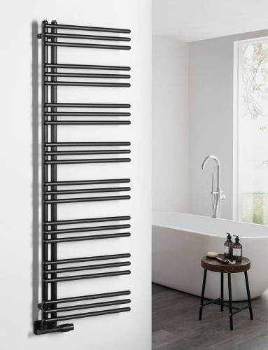 Grzejnik łazienkowy 450 x 1540 mm czarny mat 513 W POSEIDON PS415B Aqualine wizualizacja