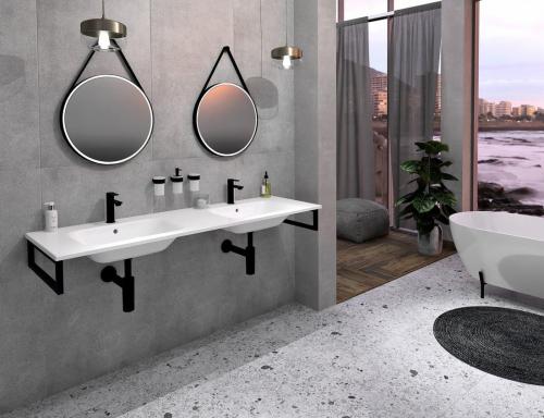 Umywalka kompozytowa podwójna 161 x 51,5 cm ARECA AC161 Sapho wizualizacja