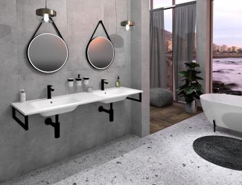 Umywalka kompozytowa podwójna 141 x 51,5 cm ARECA AC141 Sapho wizualizacja