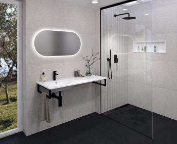 Umywalka kompozytowa lewa 121 x 51,5 cm ARECA AC121L Sapho wizualizacja