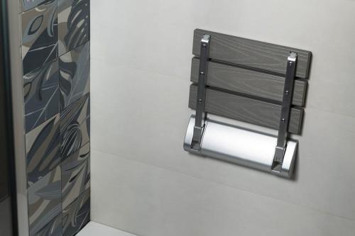 Siedzisko prysznicowe 32x32,5 cm szary RAVO AE236GR Aqualine złożone