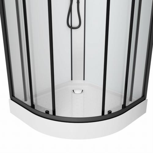 Kabina prysznicowa półokrągła wolnostojąca czterościenna 90 x 90 x 210 cm czarny Dallas CL11B Sanotechnik brodzik