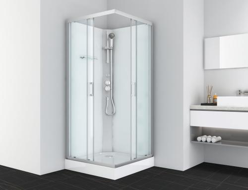 Kabina prysznicowa kwadratowa wolnostojąca czterościenna 90 x 90 x 210 cm Denver CL12 Sanotechnik wizualizacja