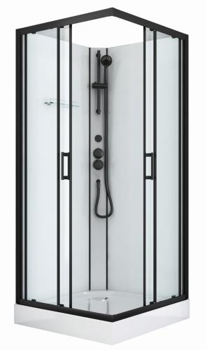 Kabina prysznicowa kwadratowa wolnostojąca czterościenna 90 x 90 x 210 cm czarny Denver CL12B Sanotechnik