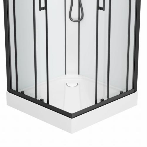 Kabina prysznicowa kwadratowa wolnostojąca czterościenna 90 x 90 x 210 cm czarny Denver CL12B Sanotechnik brodzik