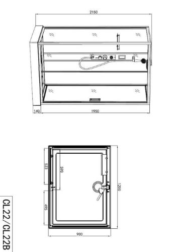 Kabina prysznicowa prostokątna wolnostojąca czterościenna 90 x 120 x 215 cm czarny BOSTON CL22B Sanotechnik rysunek techniczny