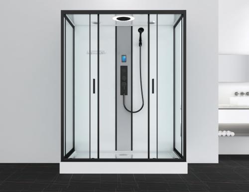 Kabina prysznicowa prostokątna wolnostojąca czterościenna 90 x 160 x 215 cm czarny NEW YORK CL23B Sanotechnik front
