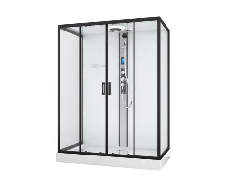 Kabina prysznicowa prostokątna wolnostojąca czterościenna 90 x 160 x 215 cm czarny NEW YORK CL23B Sanotechnik