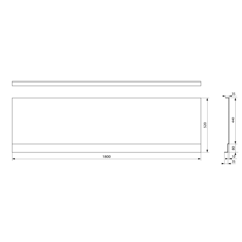 COUVERT NIKA obudowa czołowa 180x52 cm czarny mat 72847.21 Polysan rysunek techniczny