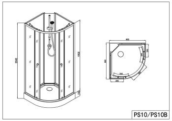 Kabina prysznicowa wolnostojąca półokrągła 80 x 80 x 203 cm IDEA 1 PS10 Sanotechnik wymiary