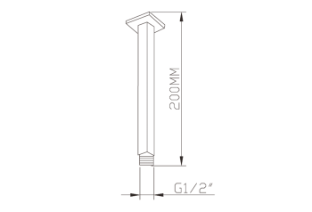 Ramię deszczowni sufitowe 20 cm czarny mat 1205-07B Sapho rysunek techniczny