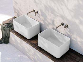 Umywalka nablatowa ceramiczna wysoka 60 x 40 cm biały ALLEGRO 10AL66060 Isvea wizualizacja