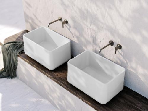 Umywalka nablatowa ceramiczna wysoka 60 x 40 cm biały ALLEGRO 10AL66060 Isvea wizualizacja