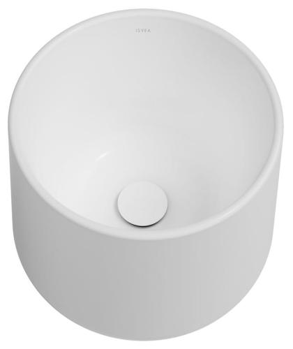 Umywalka nablatowa ceramiczna wysoka średnica 42 cm biały ALLEGRO 10AL66042 Isvea z korkiem