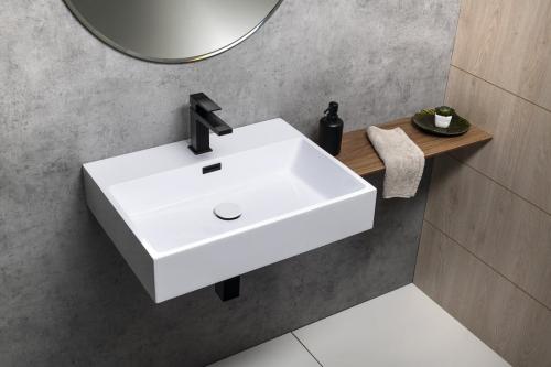 Umywalka kompozytowa nablatowa 60 x 46 cm biały AQUATIC AT060 Sapho wizualizacja