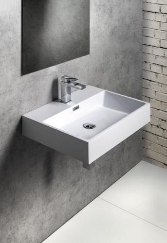 Umywalka kompozytowa nablatowa 60 x 46 cm biały AQUATIC AT060 Sapho aranżacja