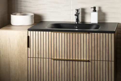 Umywalka kompozytowa meblowa 81 x 46 cm czarny mat SIDRA SD081B Sapho  wizualizacja