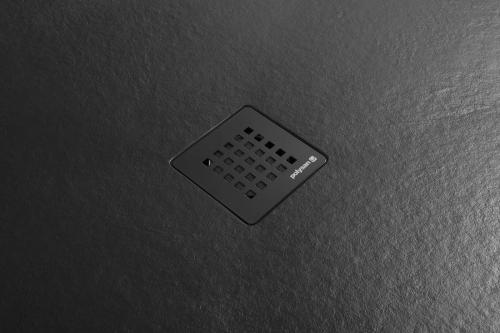 Brodzik prysznicowy prostokątny kompozytowy 100 x 90 cm czarny mat TRENECA 84306.21 Polysan syfon czarny