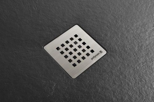 Brodzik prysznicowy prostokątny kompozytowy 100 x 90 cm czarny mat TRENECA 84306.21 Polysan syfon nierdzewny