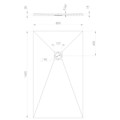Brodzik prysznicowy prostokątny kompozytowy 140 x 80 cm beżowy mat TRENECA 84304.81 Polysan rysunek techniczny