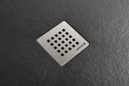 Brodzik prysznicowy prostokątny kompozytowy 160 x 90 cm czarny mat TRENECA 84311.21 Polysan syfon stal nierdzewna