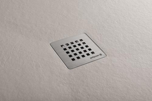 Brodzik prysznicowy kwadratowy kompozytowy 90 x 90 cm beżowy mat TRENECA 84300.81 Polysan syfon stal nierdzewna