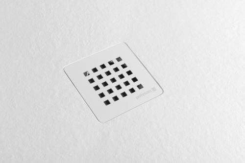 Brodzik prysznicowy kwadratowy kompozytowy 90 x 90 cm biały mat TRENECA 84300.11 Polysan  syfon biały