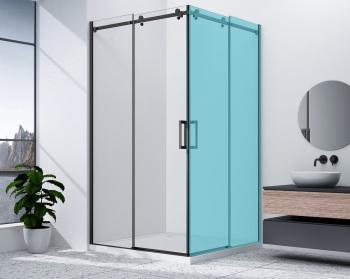 Drzwi prysznicowe przesuwne 90 x 200 cm wejście z rogu DRAGON BLACK GD4290B Gelco