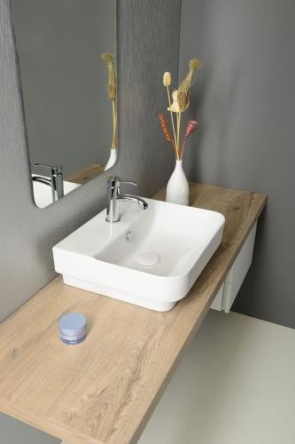 Umywalka ceramiczna wpuszczana w blat 48 x 42 biały SOTT AQUA 10SQ50048 ISVEA wizualziacja