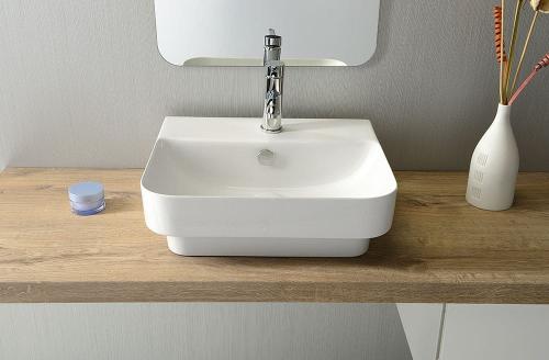 Umywalka ceramiczna wpuszczana w blat 48 x 42 biały SOTT AQUA 10SQ50048 ISVEA front