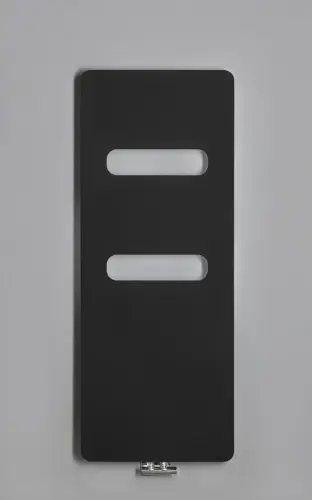 Grzejnik łazienkowy 590 x 1490 mm czarny mat 827 W TABELLA OPEN MI1457 Sapho na ścianie