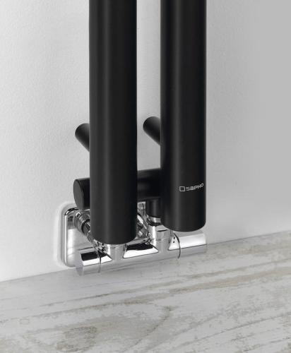 Grzejnik łazienkowy 122 x 1800 mm czarny mat z wieszaczkami 310 W PILON IZ124T Sapho przyłączenie