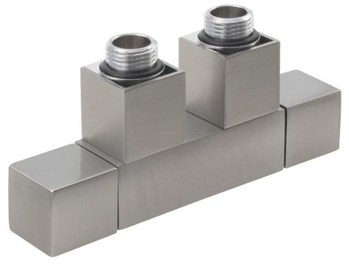 Zestaw przyłączeniowy zespolony rozstaw 50 mm stal nierdzewna szczotkowana CUBE TWIN CP582S Sapho