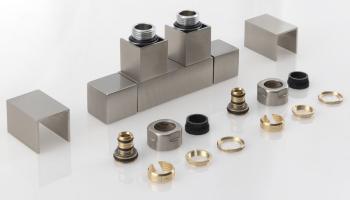 Zestaw przyłączeniowy zespolony rozstaw 50 mm stal nierdzewna szczotkowana CUBE TWIN CP582S Sapho  czesci