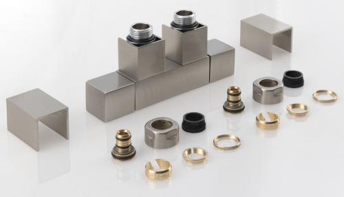Zestaw przyłączeniowy zespolony rozstaw 50 mm stal nierdzewna szczotkowana CUBE TWIN CP582S Sapho  czesci