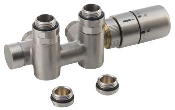 Zestaw przyłączeniowy zespolony z termostatem rozstaw 50 mm stal nierdzewna szczotkowana prawy TWIN COMBI CP5510S Sapho