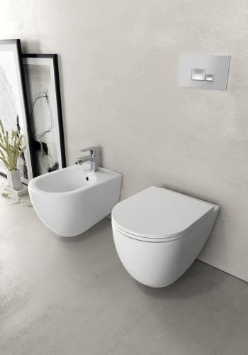 Miska WC podwieszana RIMLESS 36,5 x 53 cm biały mat INFINITY 10NF02004-2L Isvea zestaw